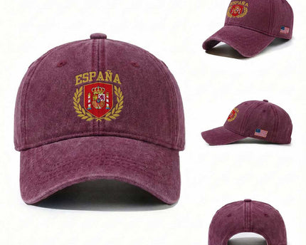 Espana Escudo Retro Spain Coat of Arms Español Washed Cotton Baseball Cap