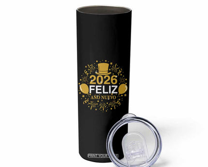 Spanish Mexican New Year 2026 Skinny Tumbler Feliz Ano Nuevo NYE Party