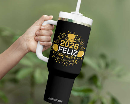 Spanish Mexican New Year 2026 Tumbler With Handle Feliz Ano Nuevo NYE Party