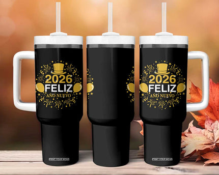 Spanish Mexican New Year 2026 Tumbler With Handle Feliz Ano Nuevo NYE Party
