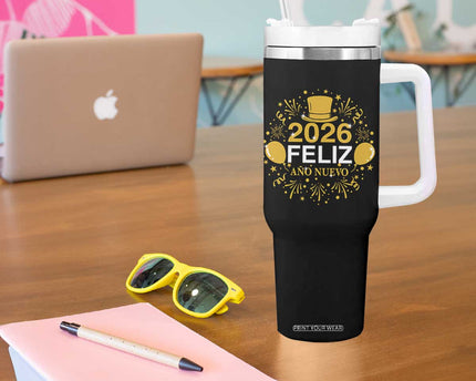 Spanish Mexican New Year 2026 Tumbler With Handle Feliz Ano Nuevo NYE Party