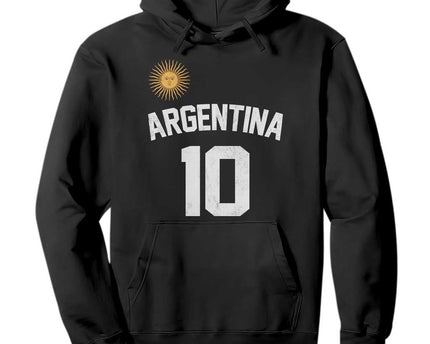 Argentina Football Number 10 Jersey Style Hoodie Soccer Fan