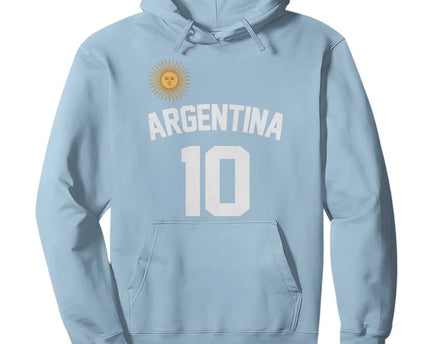 Argentina Football Number 10 Jersey Style Hoodie Soccer Fan