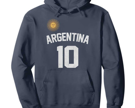 Argentina Football Number 10 Jersey Style Hoodie Soccer Fan