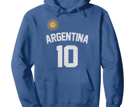 Argentina Football Number 10 Jersey Style Hoodie Soccer Fan