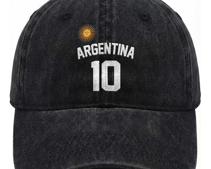 Argentina Football Number 10 Jersey Style Washed Cotton Baseball Cap Soccer Fan