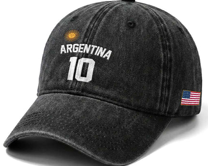 Argentina Football Number 10 Jersey Style Washed Cotton Baseball Cap Soccer Fan