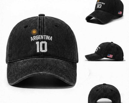 Argentina Football Number 10 Jersey Style Washed Cotton Baseball Cap Soccer Fan