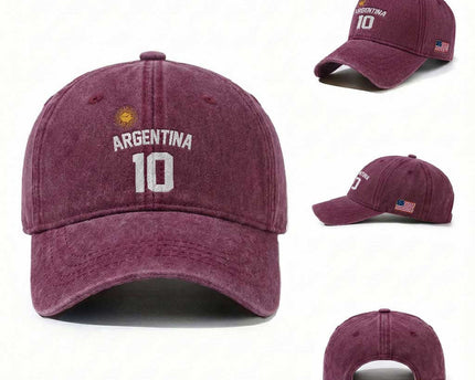 Argentina Football Number 10 Jersey Style Washed Cotton Baseball Cap Soccer Fan