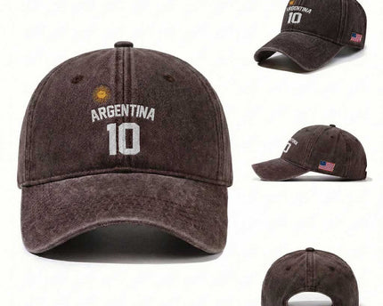 Argentina Football Number 10 Jersey Style Washed Cotton Baseball Cap Soccer Fan