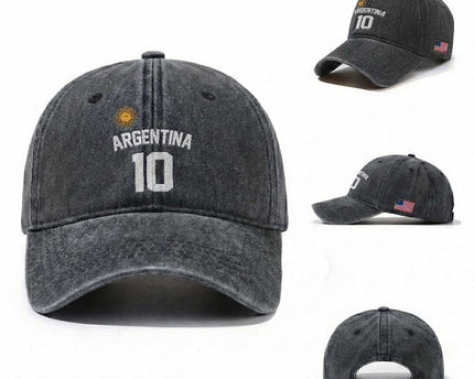 Argentina Football Number 10 Jersey Style Washed Cotton Baseball Cap Soccer Fan