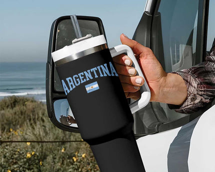 Argentina Sports Throwback Design Vintage Argentinian Flag Tumbler With Handle