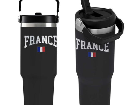 France Sports Throwback Design Vintage French Flag Flip Straw Tumbler