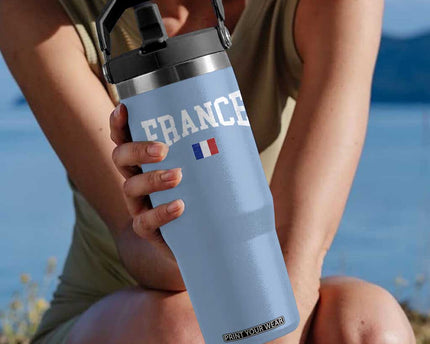 France Sports Throwback Design Vintage French Flag Flip Straw Tumbler