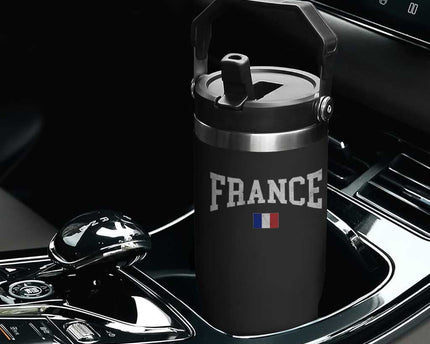 France Sports Throwback Design Vintage French Flag Flip Straw Tumbler