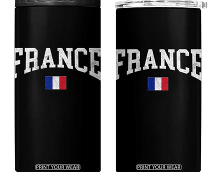 France Sports Throwback Design Vintage French Flag 4 in 1 Can Cooler Tumbler