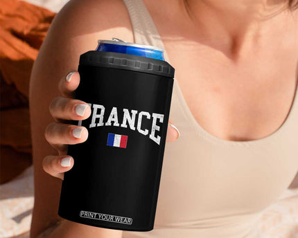 France Sports Throwback Design Vintage French Flag 4 in 1 Can Cooler Tumbler