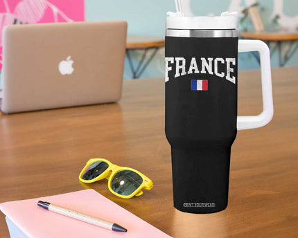 France Sports Throwback Design Vintage French Flag Tumbler With Handle