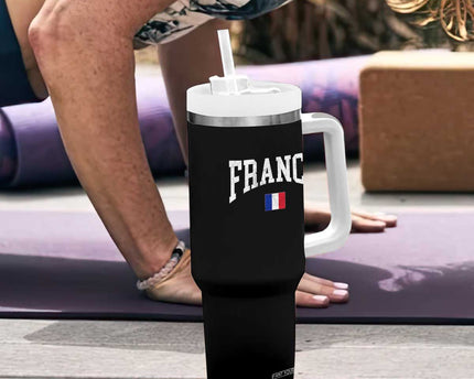 France Sports Throwback Design Vintage French Flag Tumbler With Handle