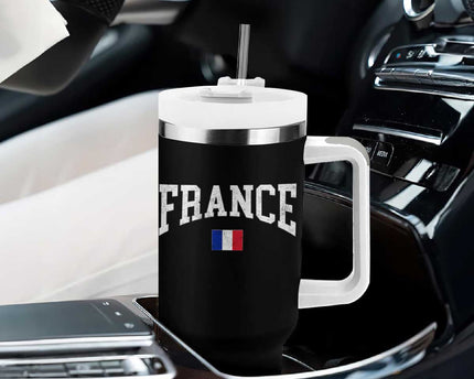 France Sports Throwback Design Vintage French Flag Tumbler With Handle