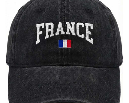 France Sports Throwback Design Vintage French Flag Washed Cotton Baseball Cap