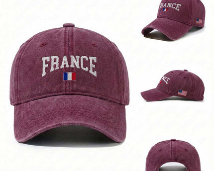 France Sports Throwback Design Vintage French Flag Washed Cotton Baseball Cap
