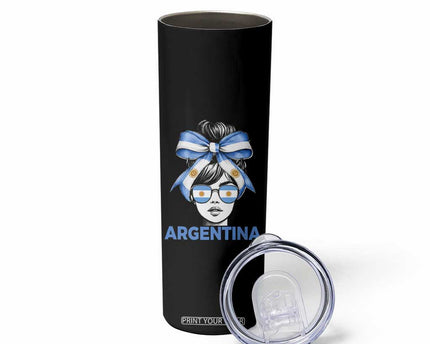 Messy Bun Argentina Pride Argentinian Girl Skinny Tumbler
