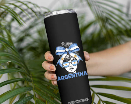 Messy Bun Argentina Pride Argentinian Girl Skinny Tumbler