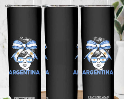Messy Bun Argentina Pride Argentinian Girl Skinny Tumbler