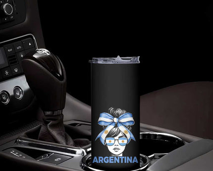 Messy Bun Argentina Pride Argentinian Girl Skinny Tumbler