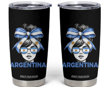 Messy Bun Argentina Pride Argentinian Girl Tumbler Cup
