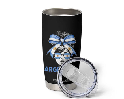 Messy Bun Argentina Pride Argentinian Girl Tumbler Cup