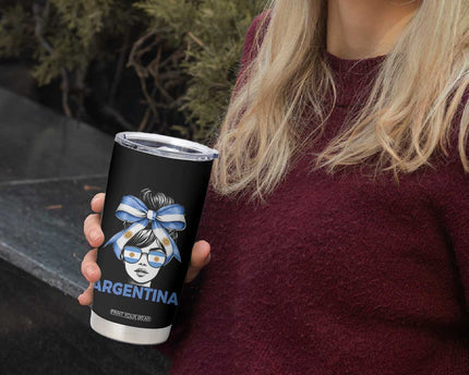 Messy Bun Argentina Pride Argentinian Girl Tumbler Cup