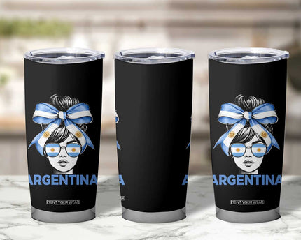 Messy Bun Argentina Pride Argentinian Girl Tumbler Cup