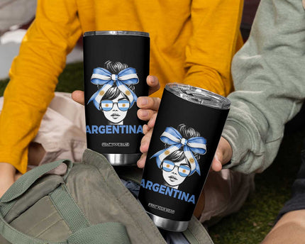 Messy Bun Argentina Pride Argentinian Girl Tumbler Cup