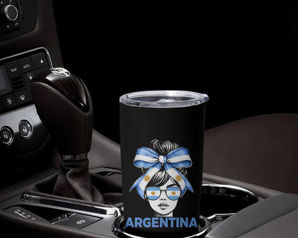 Messy Bun Argentina Pride Argentinian Girl Tumbler Cup