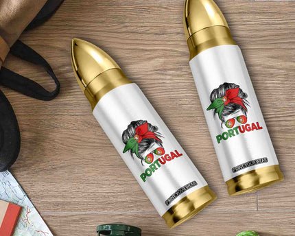 Portugal Messy Bun Girl Pride Portuguese Roots Bullet Tumbler