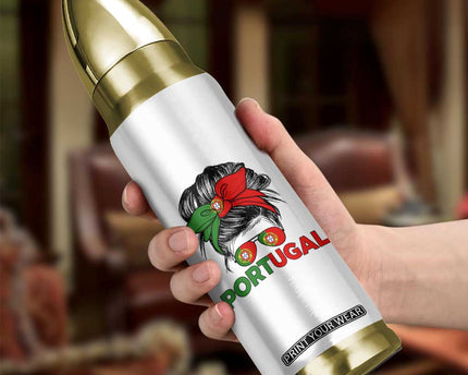 Portugal Messy Bun Girl Pride Portuguese Roots Bullet Tumbler