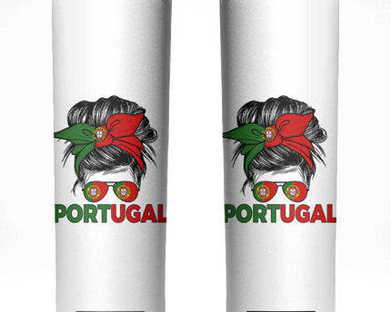 Portugal Messy Bun Girl Pride Portuguese Roots Skinny Tumbler