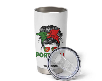 Portugal Messy Bun Girl Pride Portuguese Roots Tumbler Cup