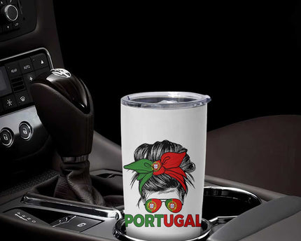 Portugal Messy Bun Girl Pride Portuguese Roots Tumbler Cup