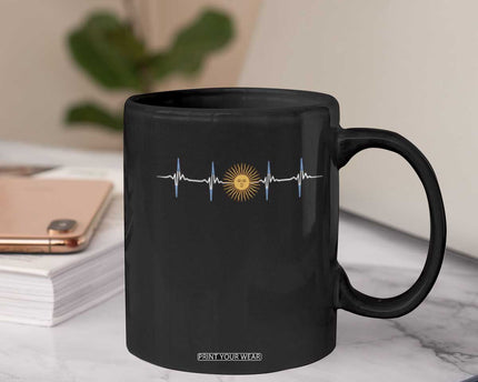 Argentina Sun of May Heartbeat ECG Pulse Argentine Pride Coffee Mug
