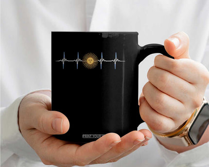 Argentina Sun of May Heartbeat ECG Pulse Argentine Pride Coffee Mug