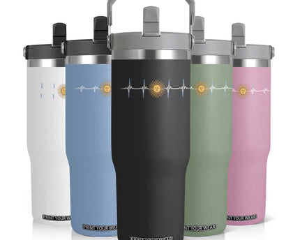 Argentina Sun of May Heartbeat ECG Pulse Argentine Pride Flip Straw Tumbler
