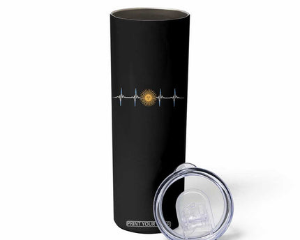 Argentina Sun of May Heartbeat ECG Pulse Argentine Pride Skinny Tumbler