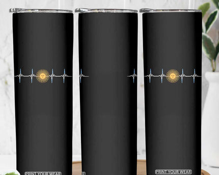 Argentina Sun of May Heartbeat ECG Pulse Argentine Pride Skinny Tumbler