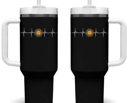 Argentina Sun of May Heartbeat ECG Pulse Argentine Pride Tumbler With Handle