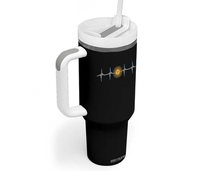 Argentina Sun of May Heartbeat ECG Pulse Argentine Pride Tumbler With Handle