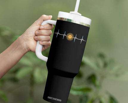 Argentina Sun of May Heartbeat ECG Pulse Argentine Pride Tumbler With Handle