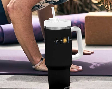 Argentina Sun of May Heartbeat ECG Pulse Argentine Pride Tumbler With Handle